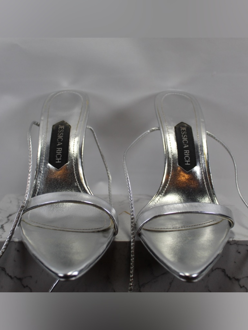 Jessica Rich - Rich Sandal - Silver Metallic Stiletto 120 Heel -  39